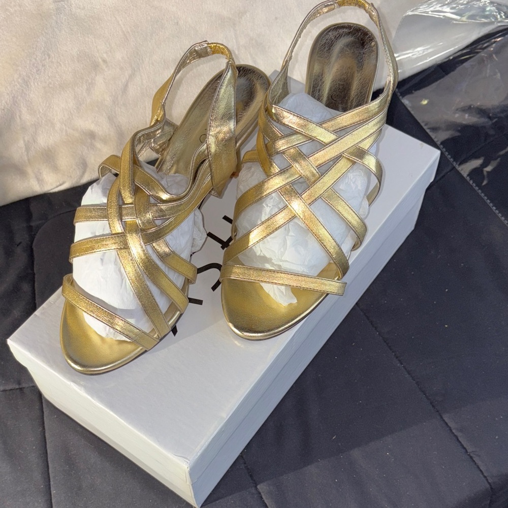 Elegant Gold Strappy Women's Heels by Astro